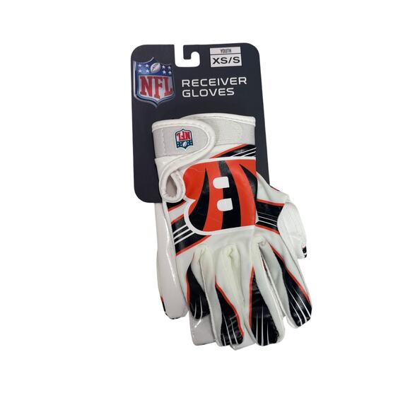 Franklin NFL Cincinnati Bengals Youth XS/S Receiver Gloves White Football New - Picture 1 of 5